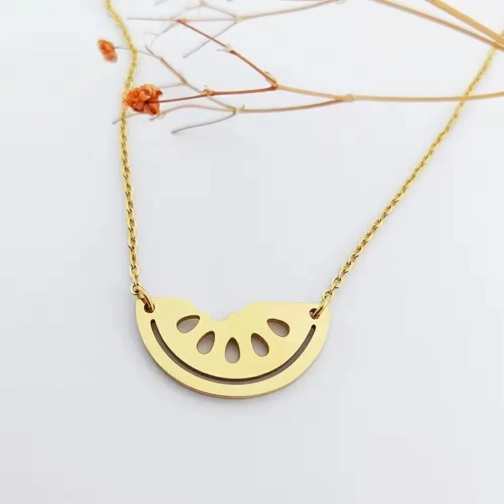 Watermelon Pendant Necklace in Gold